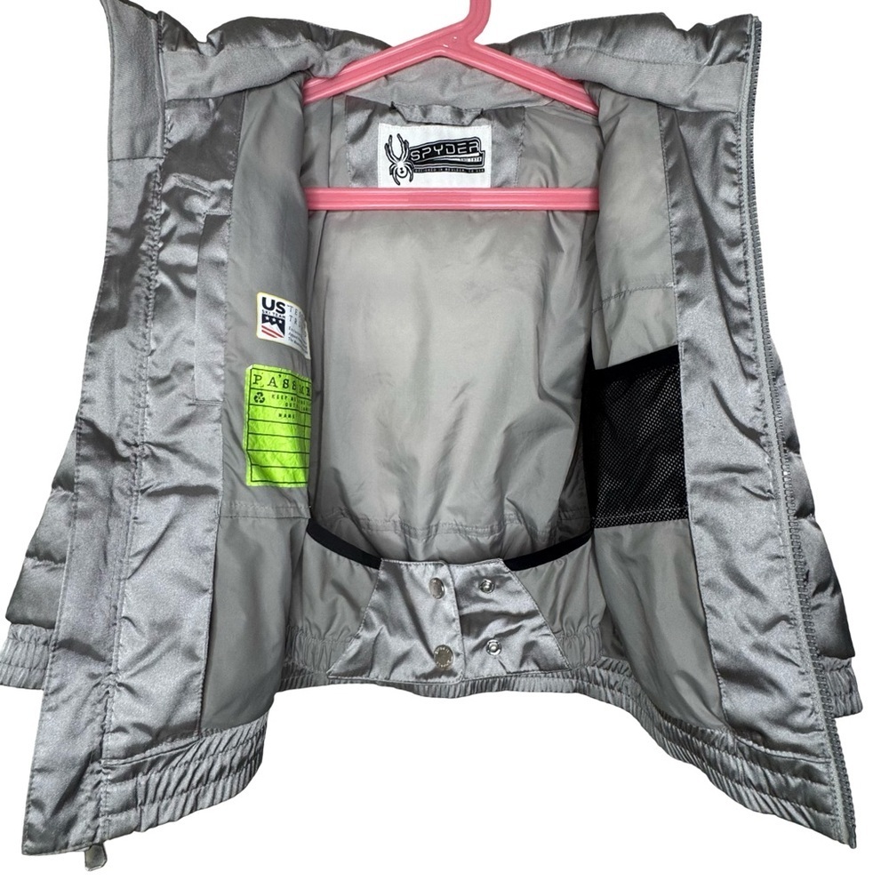 SPYDER Girls Bitsy Atlas Silver Puffer Jacket Winter Snow Ski Warm Size 4 - Picture 5 of 16